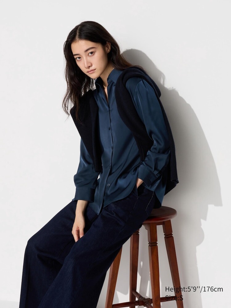

Атласная Блуза Uniqlo, цвет 69 синий