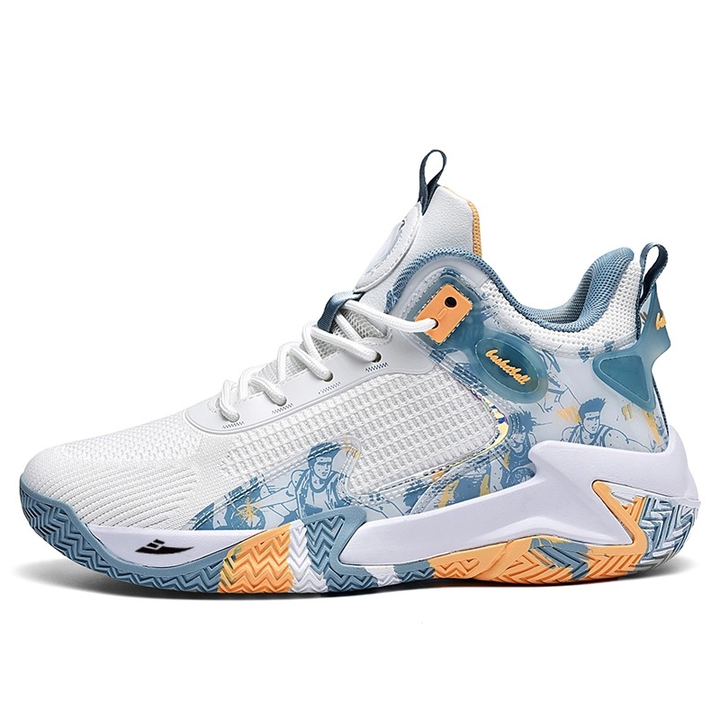 

Kuding Амортизирующие дышащие баскетбольные кроссовки мид-топ мужские White Sea Blue, цвет White Sea Blue