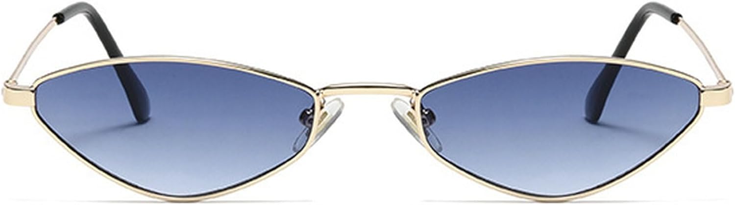 

Сексуальные солнцезащитные очки «кошачий глаз» для женщин, 2024 год, роскошные винтажные маленькие овальные солнцезащитные очки в панк-стиле с металлической оправой для женщин, ретро-очки mincl, Blue