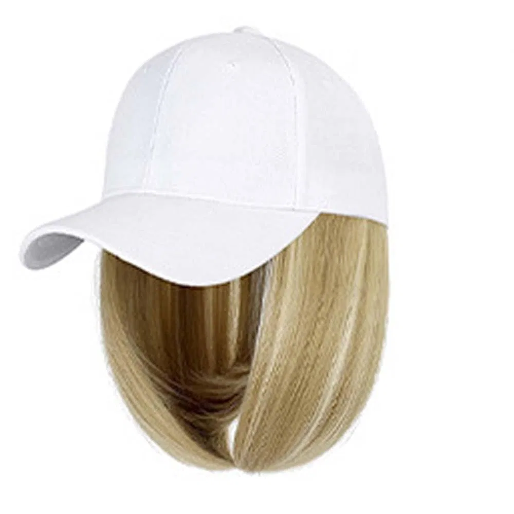 Женская бейсболка-парик с прямыми волосами Wuodhtw, White Hat Brown T88