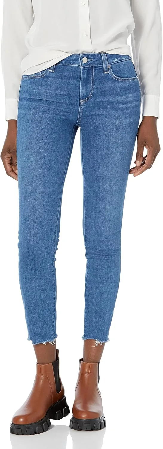 

PAIGE Женские Ультра-узкие укороченные джинсы Mid Rise Verdugo в цвете Juneau с эффектом потертости и неровным подолом