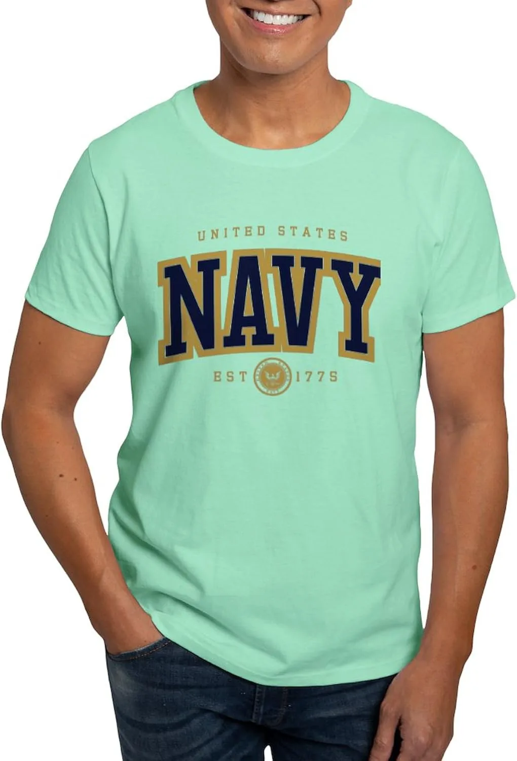 

Футболка United States Navy Athletic Dark T-Shirt, мужская, 100% Cotton, Classic Graphic White CafePress