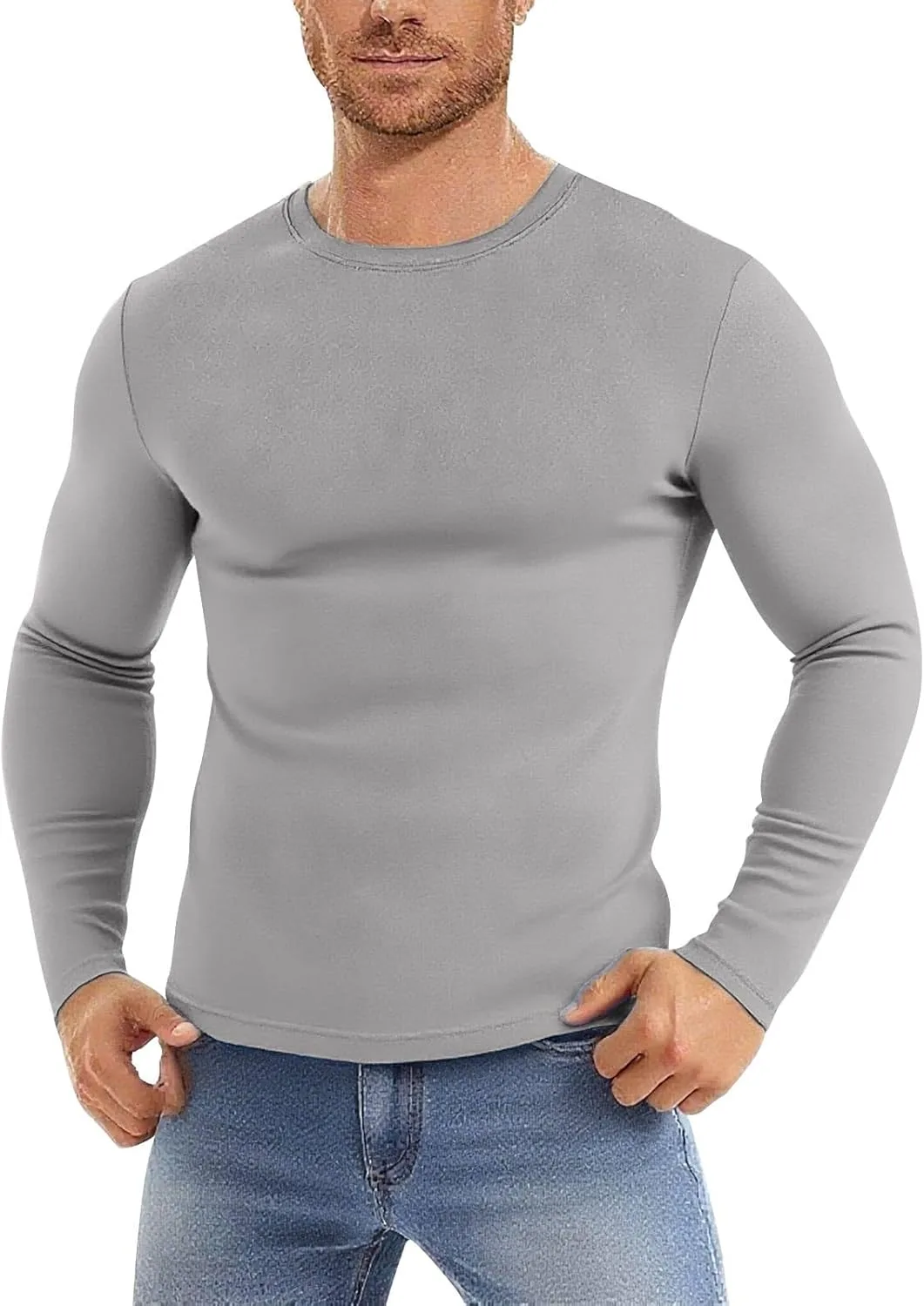 

Мужская футболка с длинным рукавом Regular-Fit Crewneck, мягкая и легкая Floleo