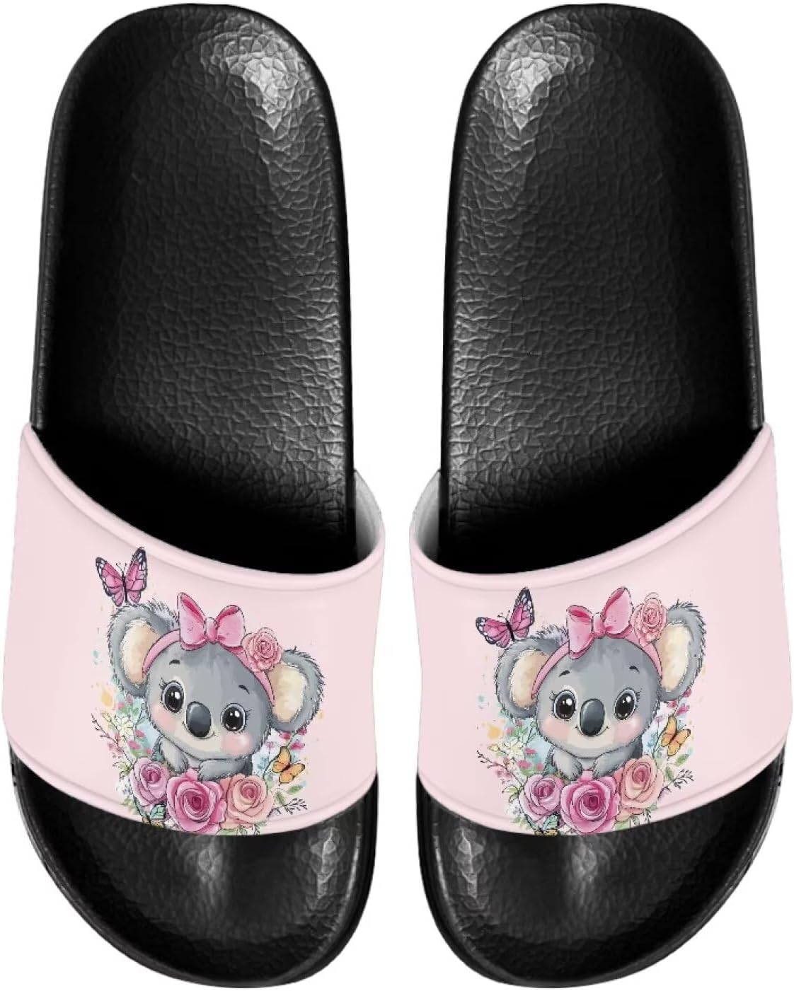 

Женские тапочки JUDENTIDOS с открытым носком, нескользящей подошвой, однотонной застежкой и мягкой плоской подошвой, Cute Koala Floral