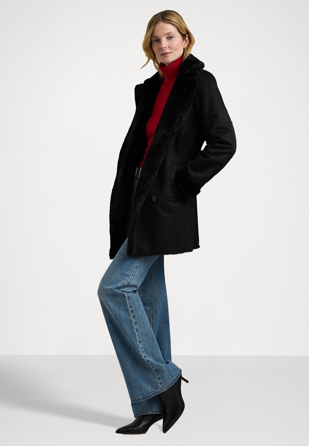 

Классическое пальто DOUBLE-BREASTED FAUX-SUEDE COAT Lauren Ralph Lauren, черный