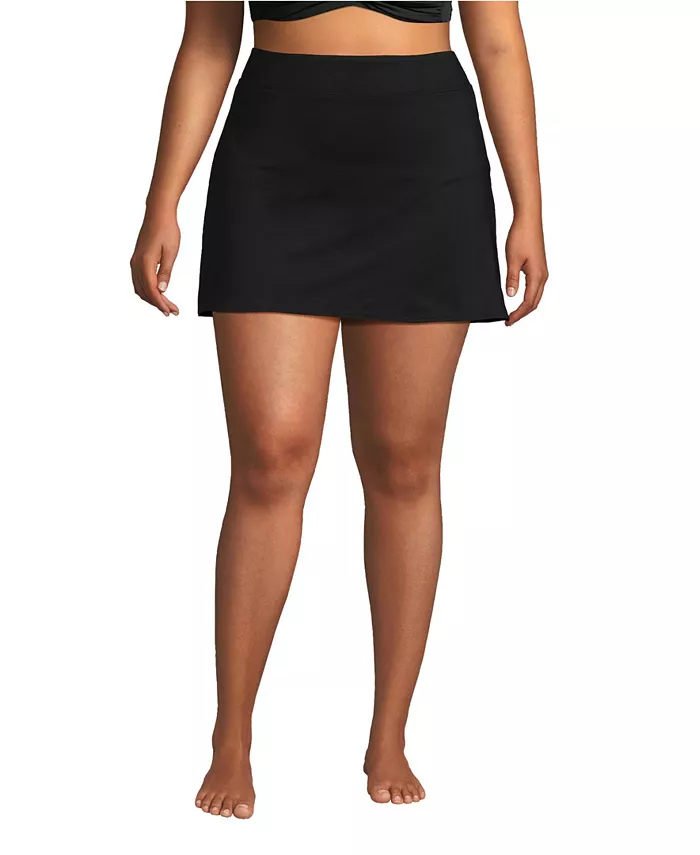 

Женские купальные шорты-юбка с контролем живота Plus Size Lands' End, черный