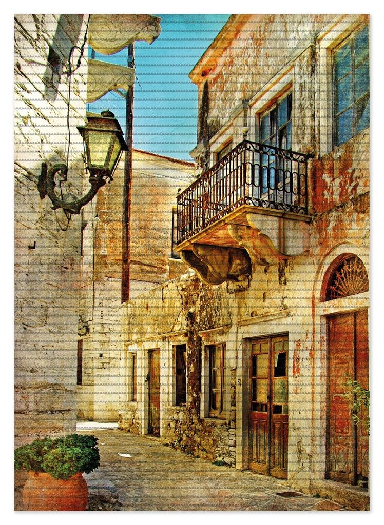 

Коврик для душа Wallario, нескользящий коврик, коврик для ванной, коврик для двери, аллея на юге, отдых в Греции, размер ок. 70 х 50 см, черный