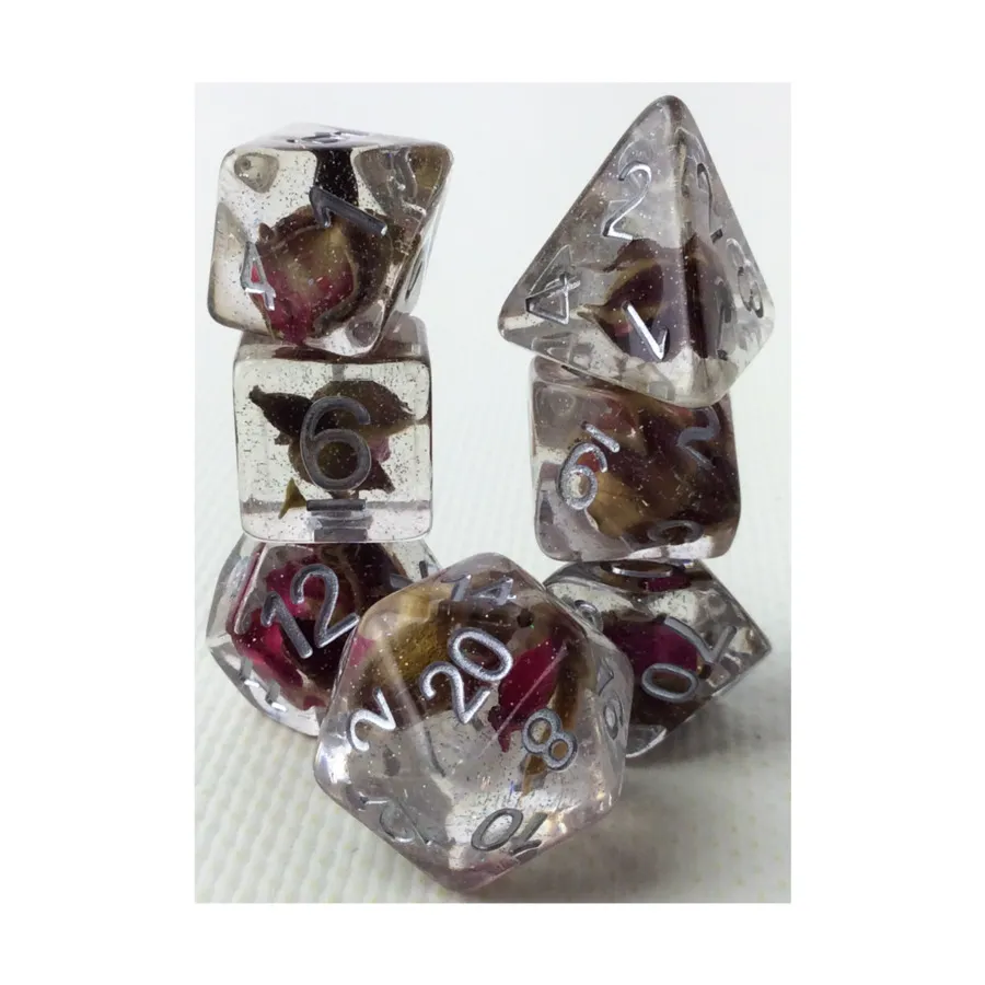

Комплект Poly Set Rose с серебром (7), Resin Dice - Assorted (Metallic Dice Games)