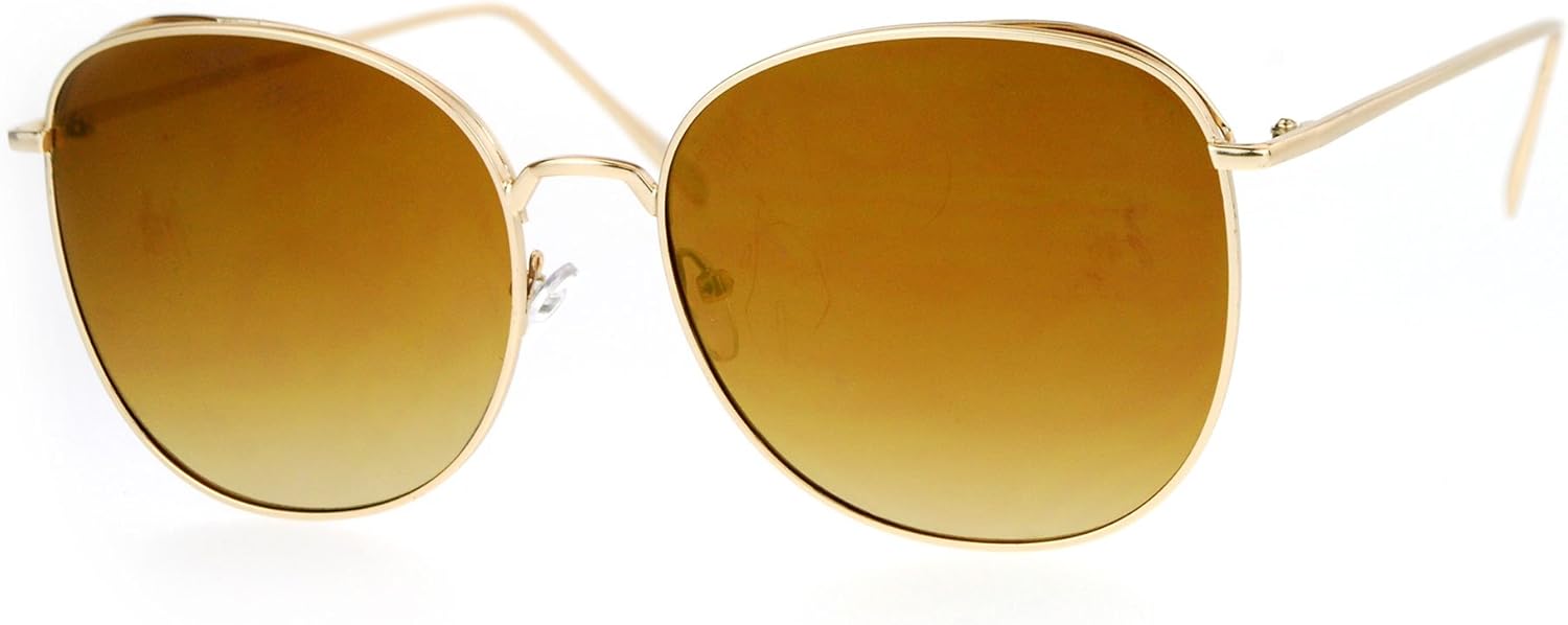 

Солнцезащитные очки PASTL с зеркальными линзами, женские, увеличенного размера, круглые, квадратные, металлическая оправа, защита от УФ-излучения UV 400, Gold (Gold Mirror)