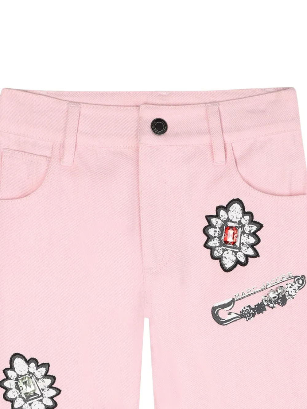 Прямые джинсы с цветочной вышивкой Marc Jacobs Kids, розовый — фото 2
