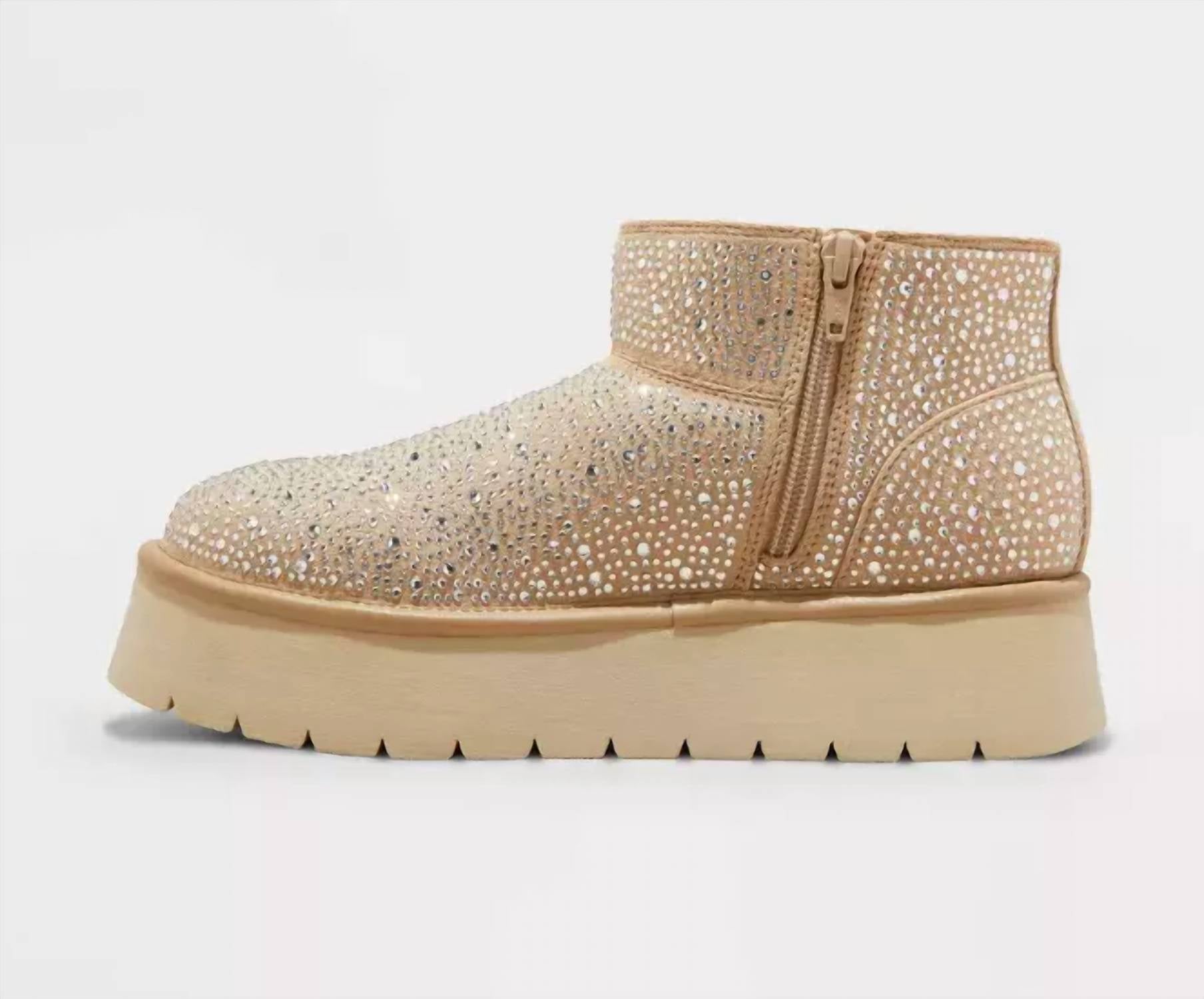 Женские ботильоны-тапочки на платформе с кристаллами бежевого цвета Corkys Footwear — фото 2