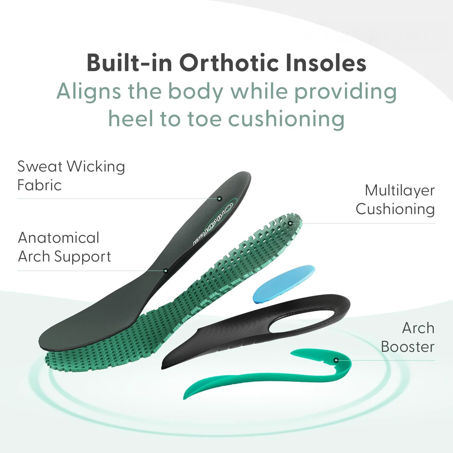 

Мужские ортопедические кожаные рабочие туфли Orthofeet Dolomite, черный