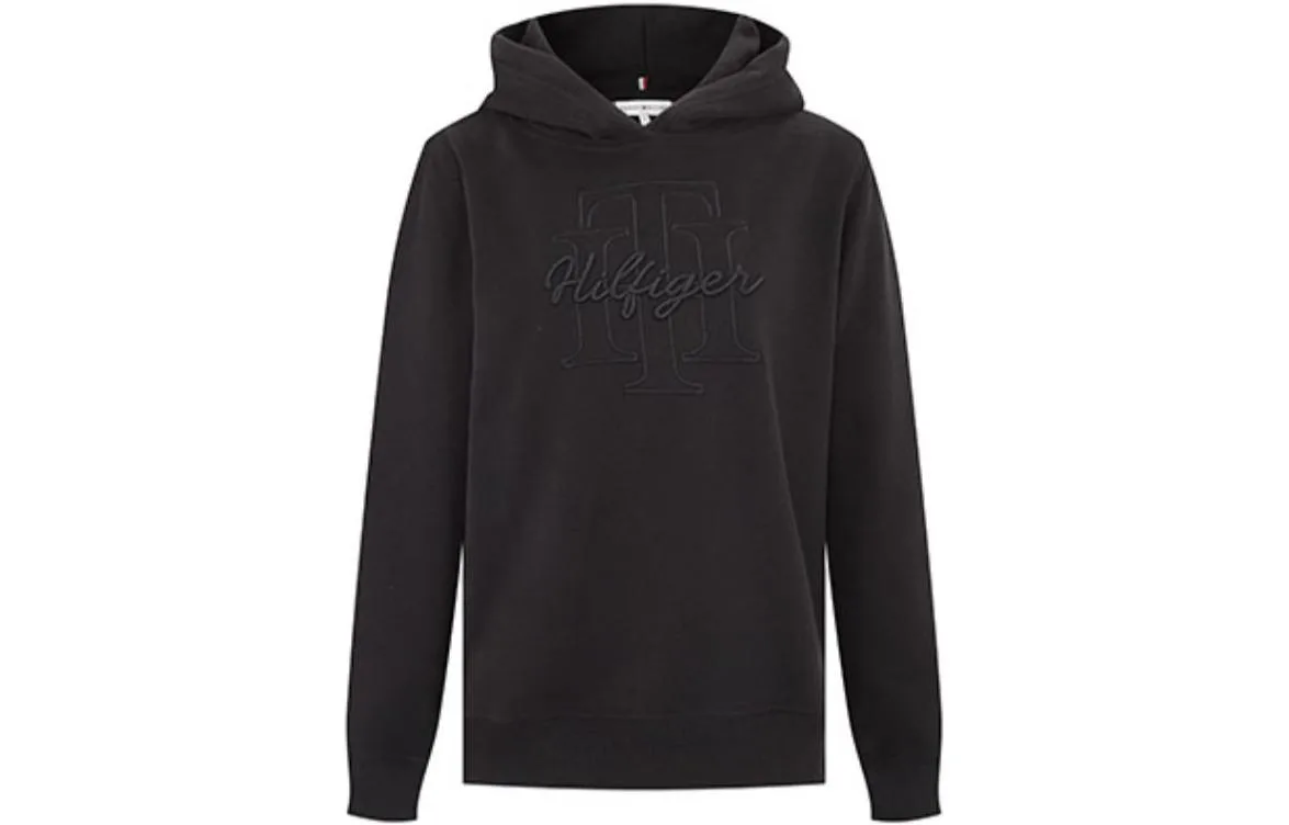 Худи из хлопка с вышитым логотипом Tommy Hilfiger, черный