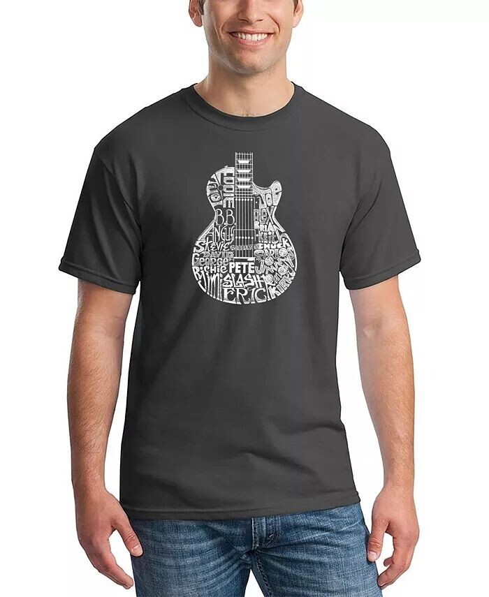 

Футболка мужская с надписью Rock Guitar Head Word Art LA Pop Art, серый