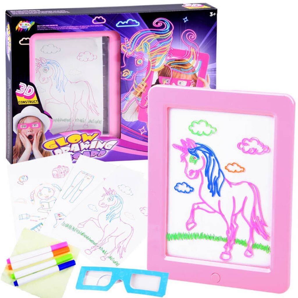 

Доска с подсветкой + 3D очки, ручки TA0092 Jokomisiada, розовый