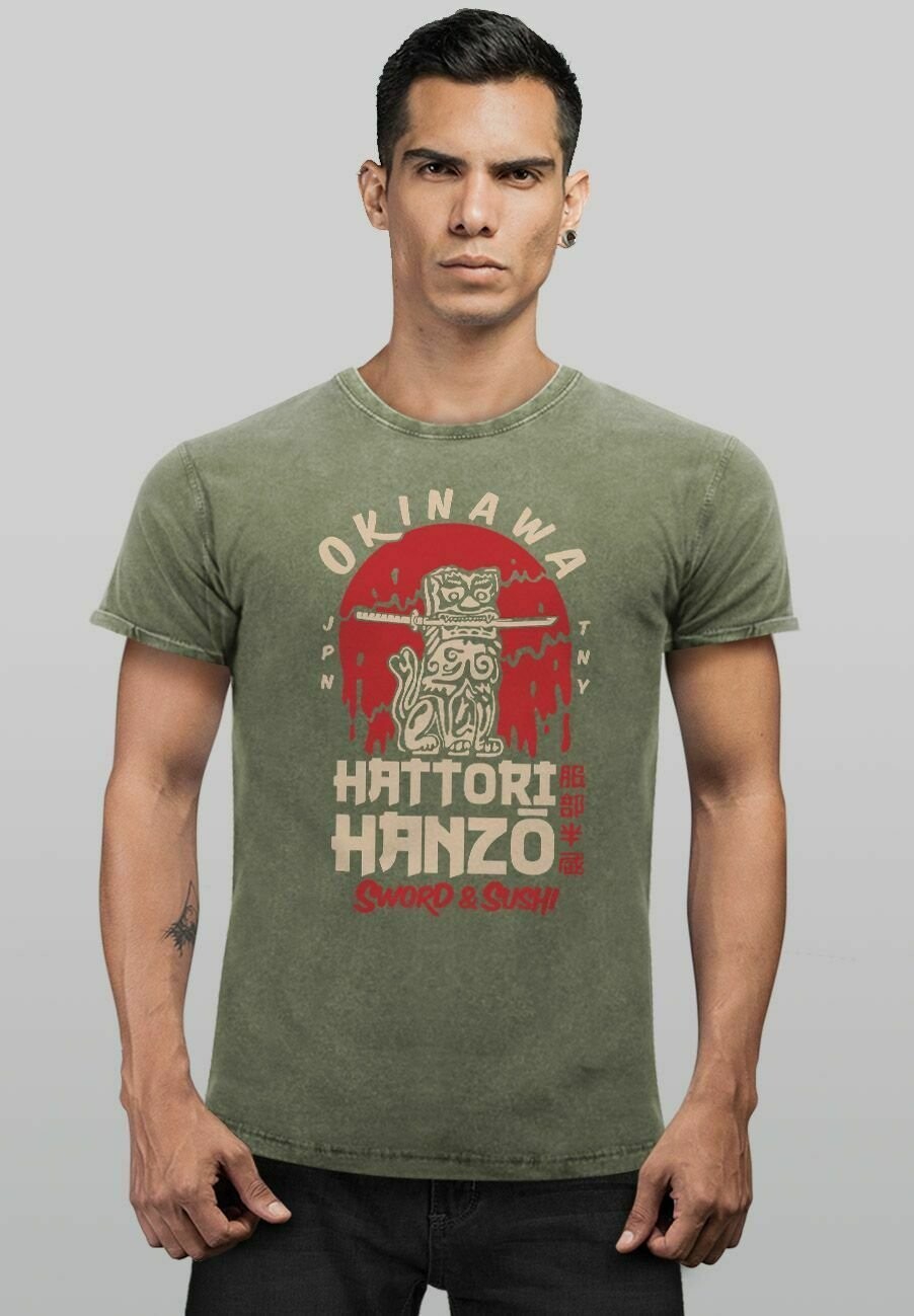 

Футболка с принтом VINTAGE HATTORI HANZO SWORD AND SUSHI OKINAWA JAPAN Neverless, цвет oliv