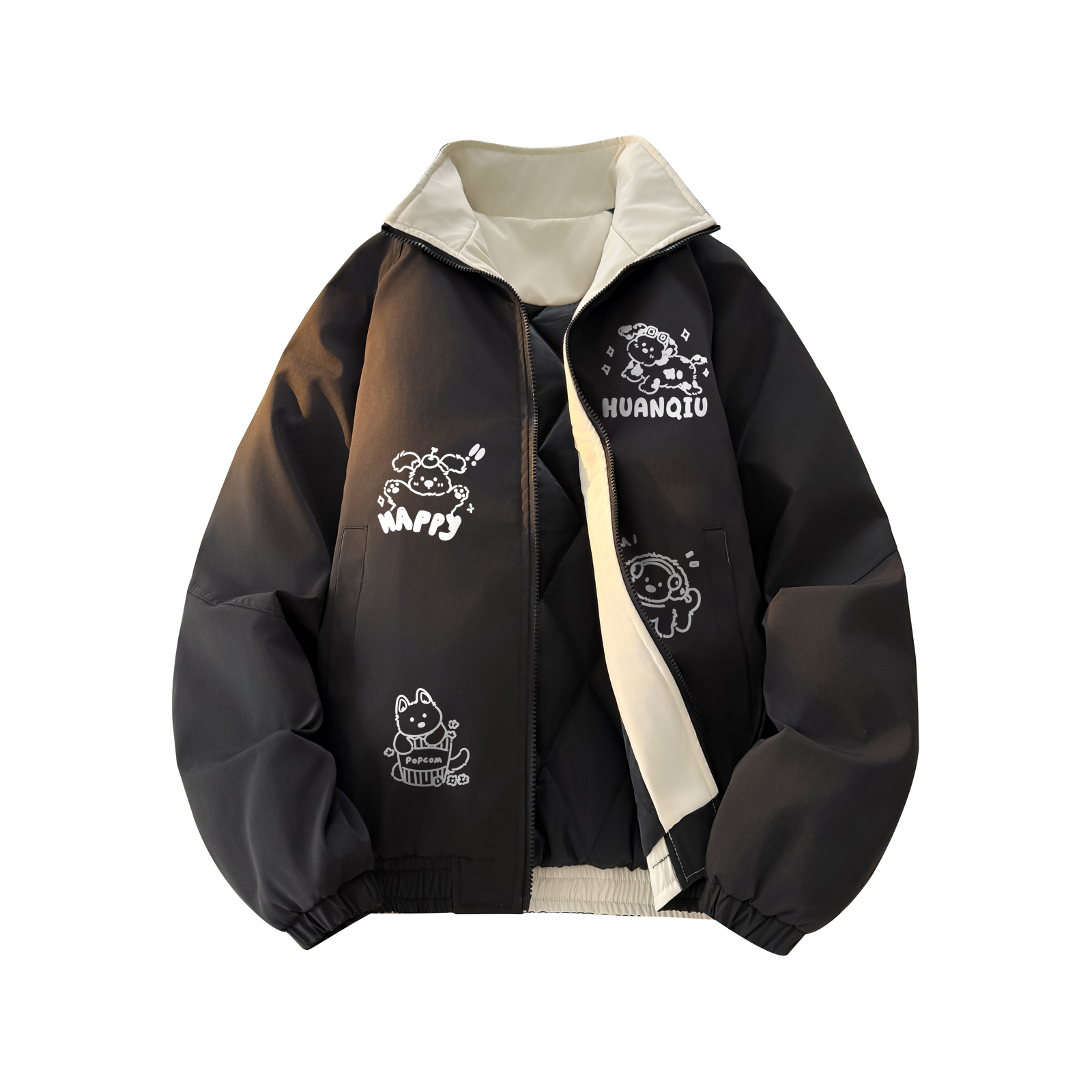 

Пуховик Unisex Lapel Thickened Padded Puffer Jacket HUANQIU, черный