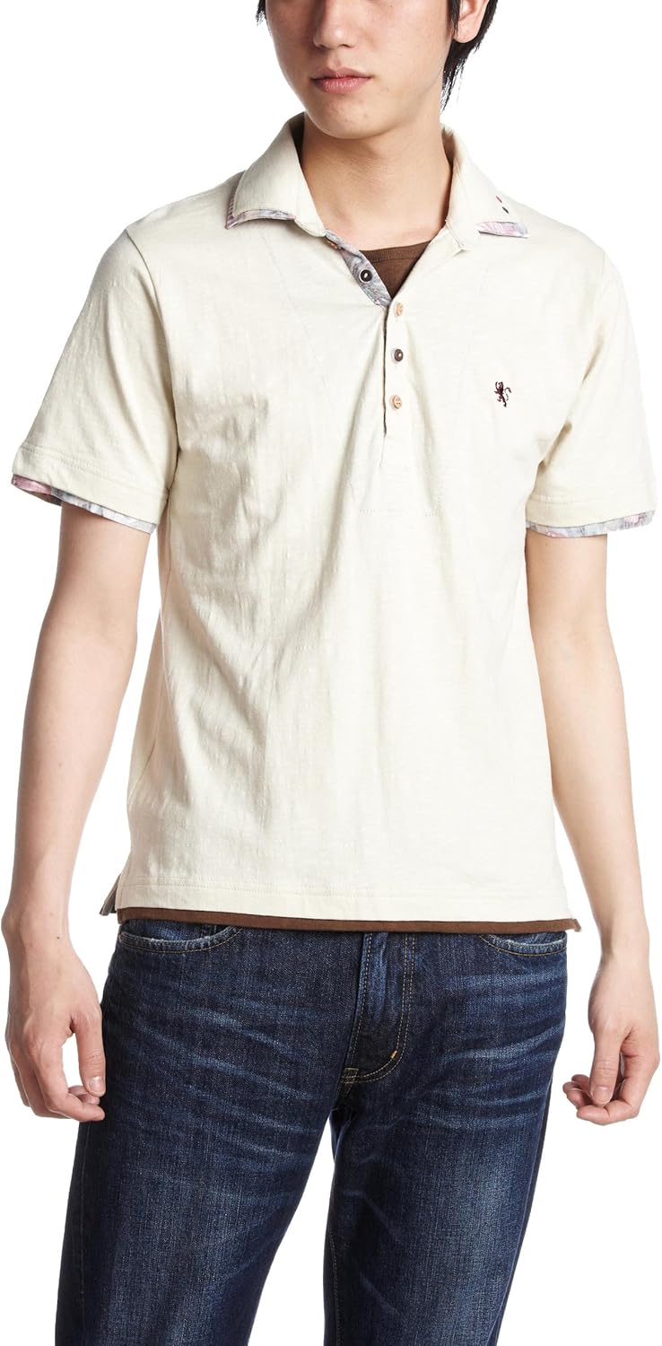 

Поло PINC PONC с воротником из двух частей, курортный узор Pincponc, овсяный