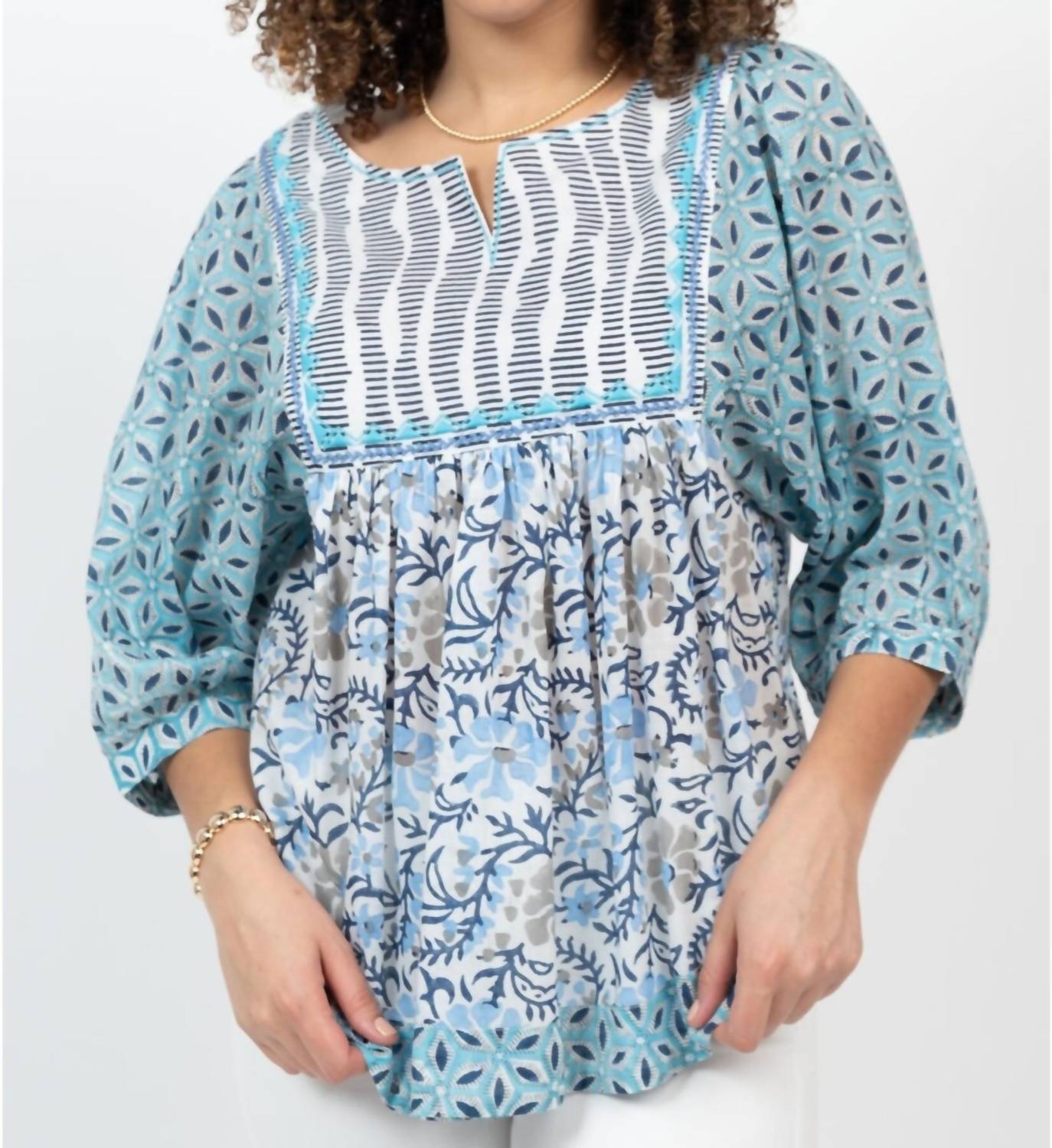 

Топ с рукавами три четверти в синем цвете Ivy Jane