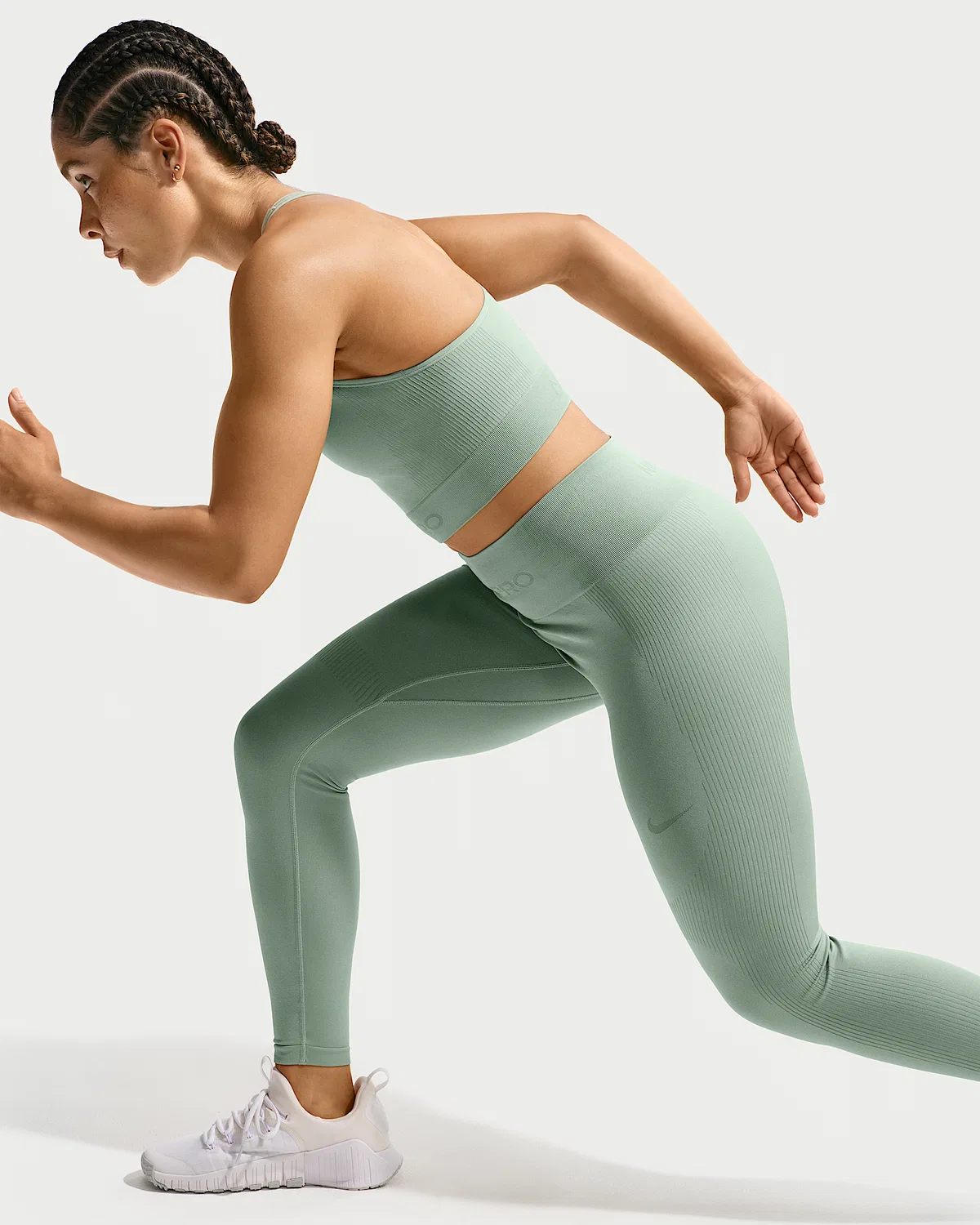 Женские леггинсы Nike Pro Seamless с высокой посадкой 7/8, Steam — фото 4
