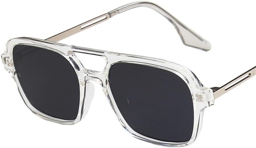 

Ретро солнцезащитные очки с двойной перемычкой для женщин, модные розовые градиентные очки с ажурным леопардовым принтом, синие солнцезащитные очки для мужчин HYYZZC, Clear Gray