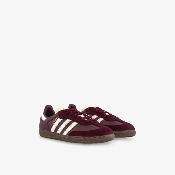 Кроссовки Adidas Samba OG из натуральной кожи, бордовый / белый — фото 3