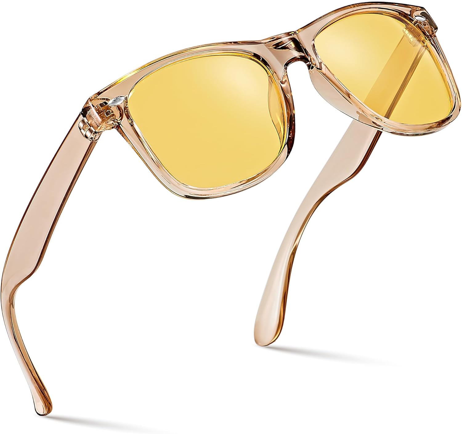 

Поляризованные солнцезащитные очки Retro Rewind для мужчин и женщин - классические солнцезащитные очки с защитой от УФ-излучения, Transparent Champagne | Yellow Night Driving