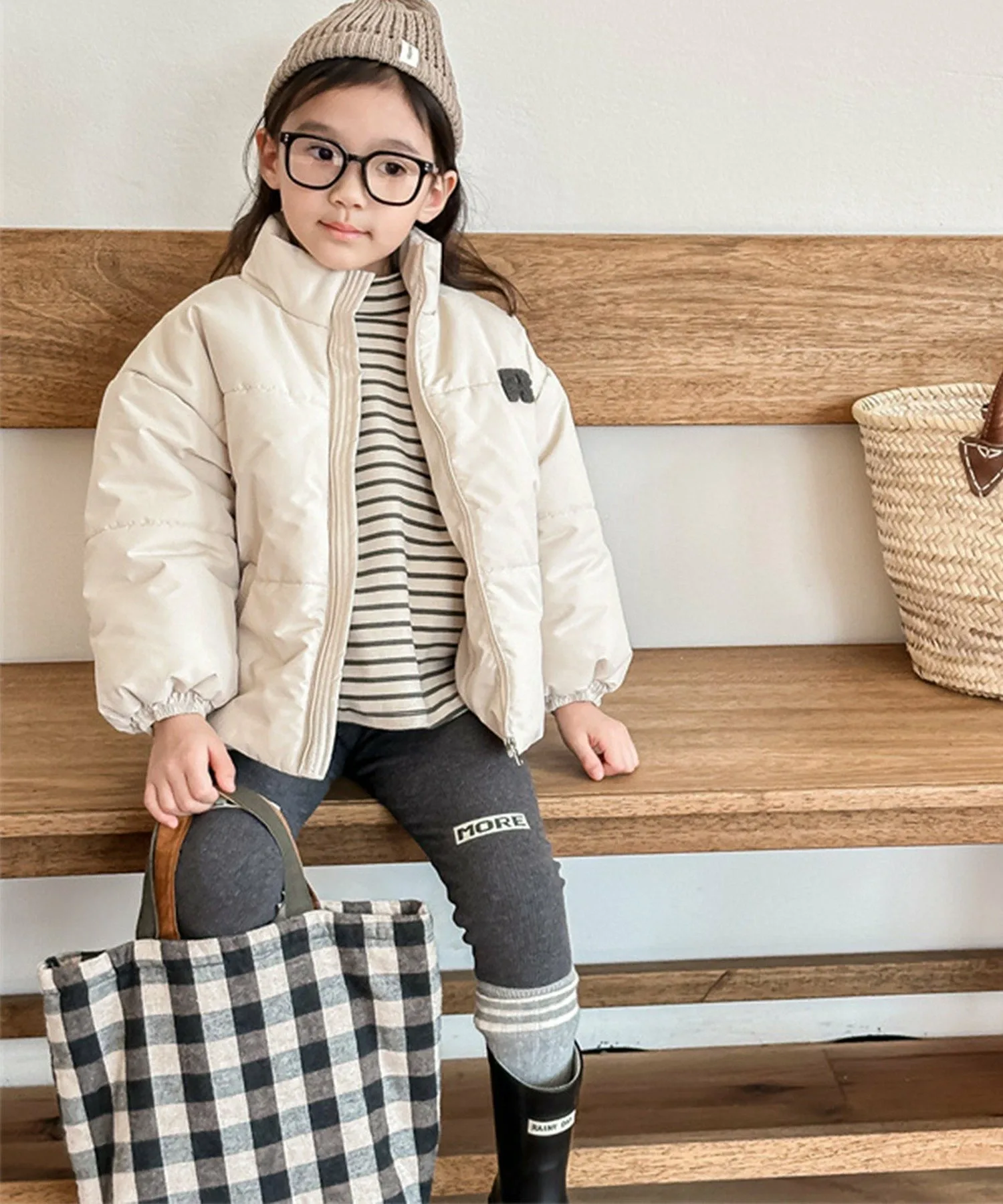 Стеганая куртка Aimoha Kids, off white — фото 4