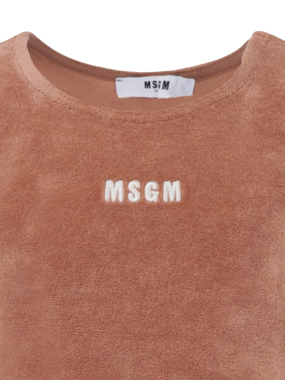 Укороченный топ без рукавов из махровой ткани MSGM Kids, коричневый — фото 3