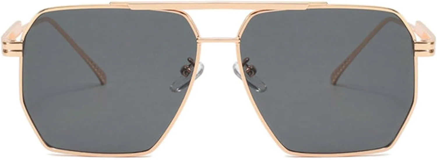 

Солнцезащитные очки COTIA Square Pilot для мужчин и женщин, с двойной перемычкой, многоугольной металлической оправой, для активного отдыха и путешествий, Gold Grey