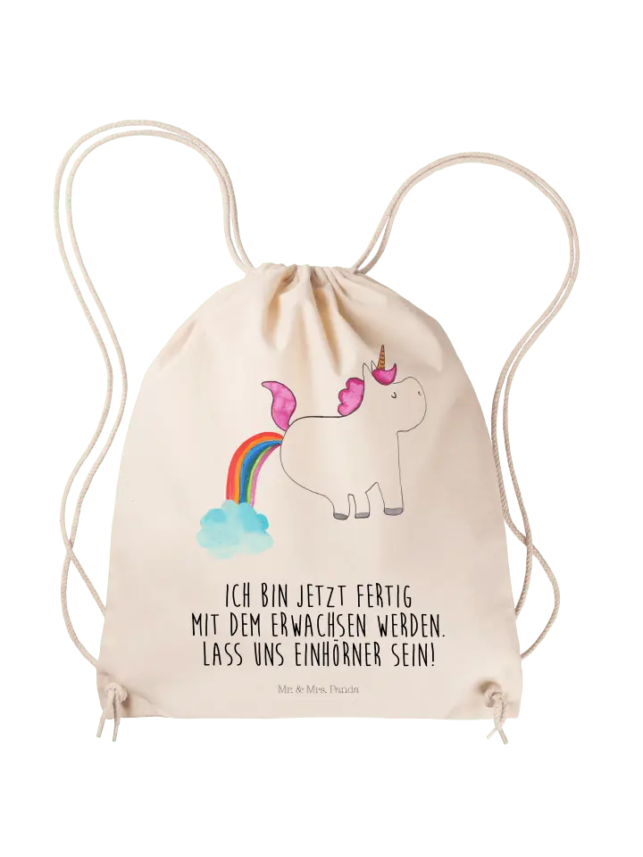 

Спортивная сумка Mr & Mrs Panda Sportbeutel Einhorn Pupsen, кремовый