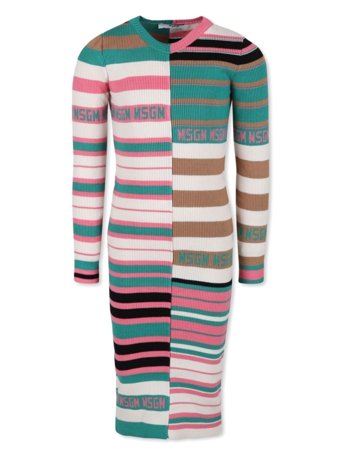 

MSGM Kids платье с логотипом в полоску, вязанное интарсией, зеленый