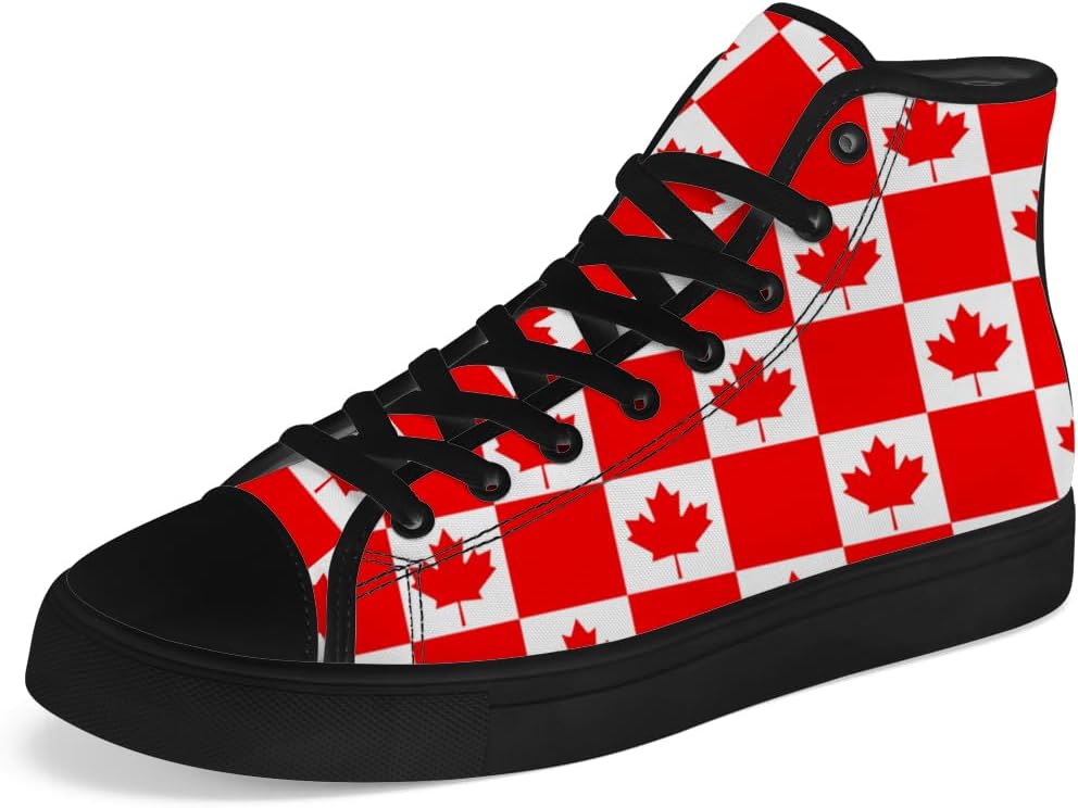 

Кеды на высокой подошве chebing для мужчин и женщин с флагом Канады, кеды с канадским флагом, шнуровка, повседневная обувь, красный