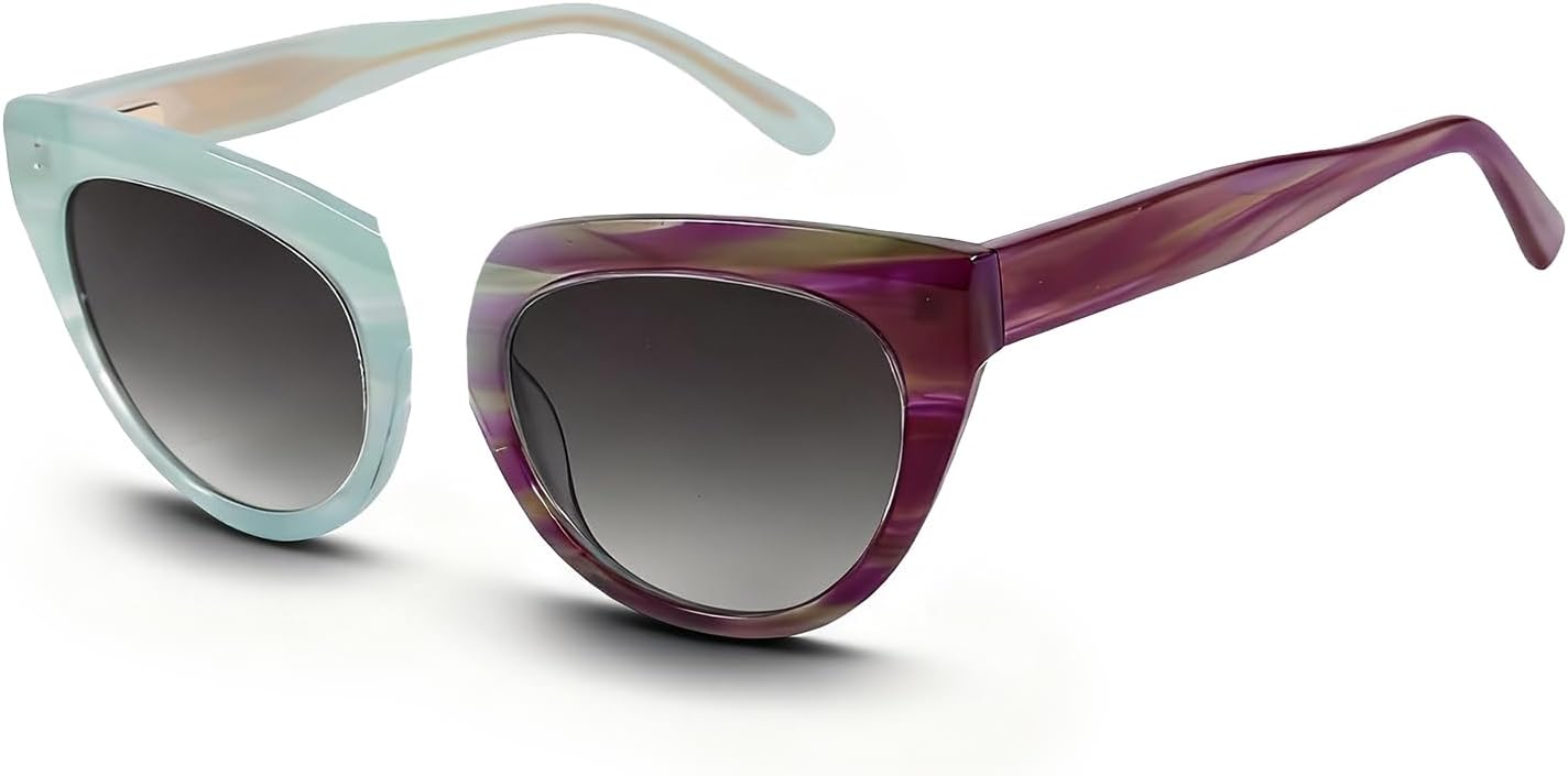 

Маленькие круглые солнцезащитные очки «кошачий глаз» с фотохромной оправой, защита от УФ-излучения UV400, ширина линзы 51 мм, для женщин с маленьким лицом - MBS9005 Aixinhai, Green Turns Purple