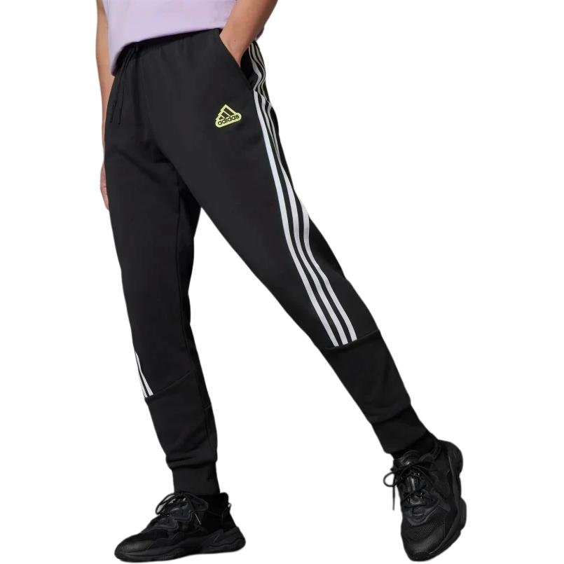 Adidas Мужские вязаные спортивные штаны Future Icons, черные/желтые (Pulse Yellow) — фото 4