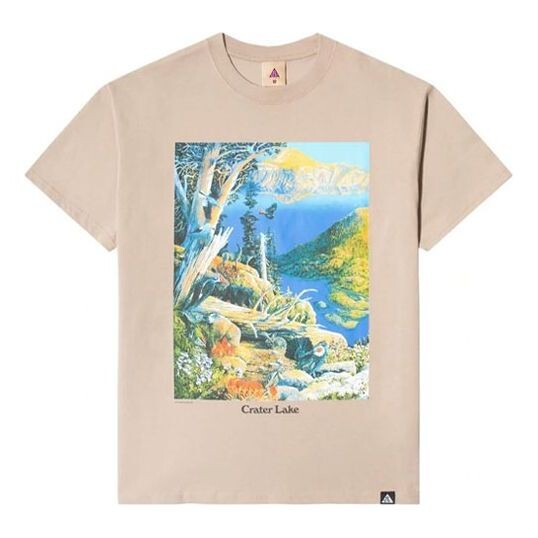 

Футболка Men's Nike ACG Landscape Pattern Printing Round Neck Short Sleeve Khaki T-Shirt, мультиколор