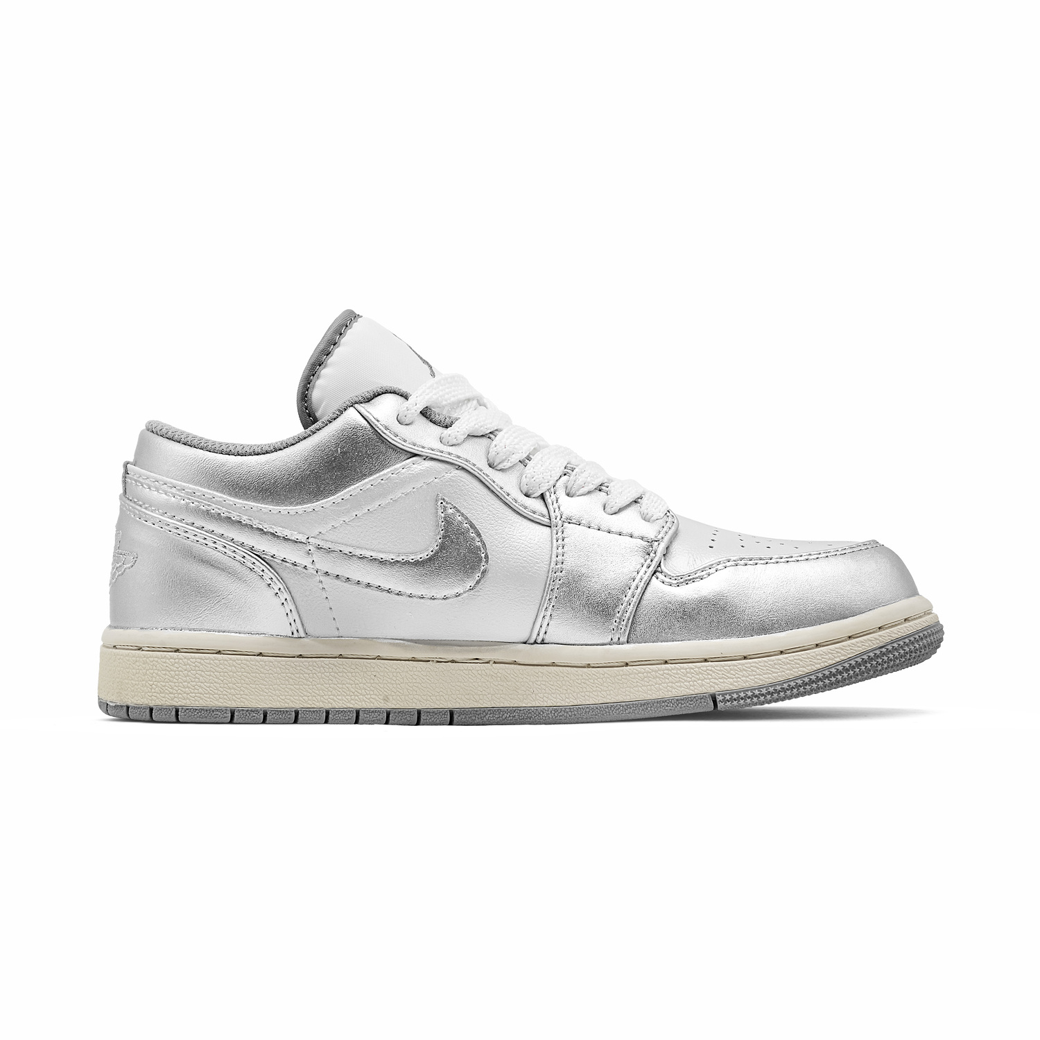 Jordan Air 1 Silver Trace, технология амортизации Footprint Innovation Leather, износостойкие низкие кроссовки — фото 4