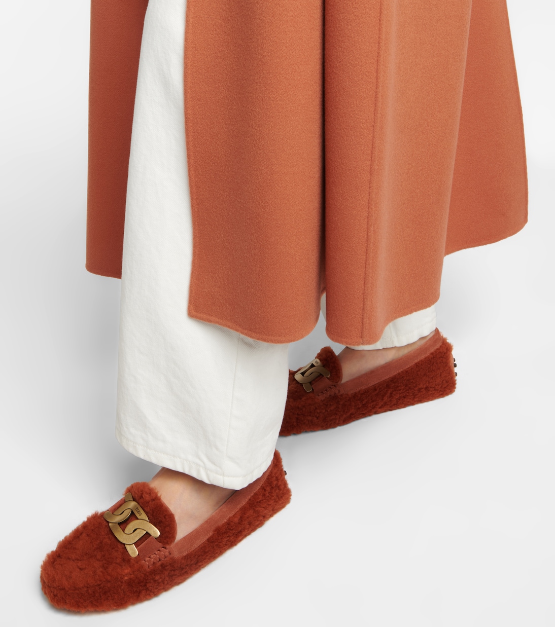 Декорированные лоферы из овчины Tod's, Paprika Chiaro + Terracotta — фото 4