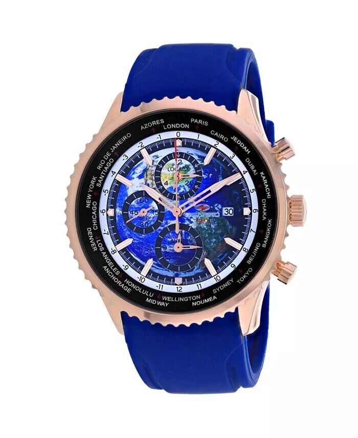 

Мужские часы Meridian World Timer GMT с синим циферблатом - SP7522 Seapro