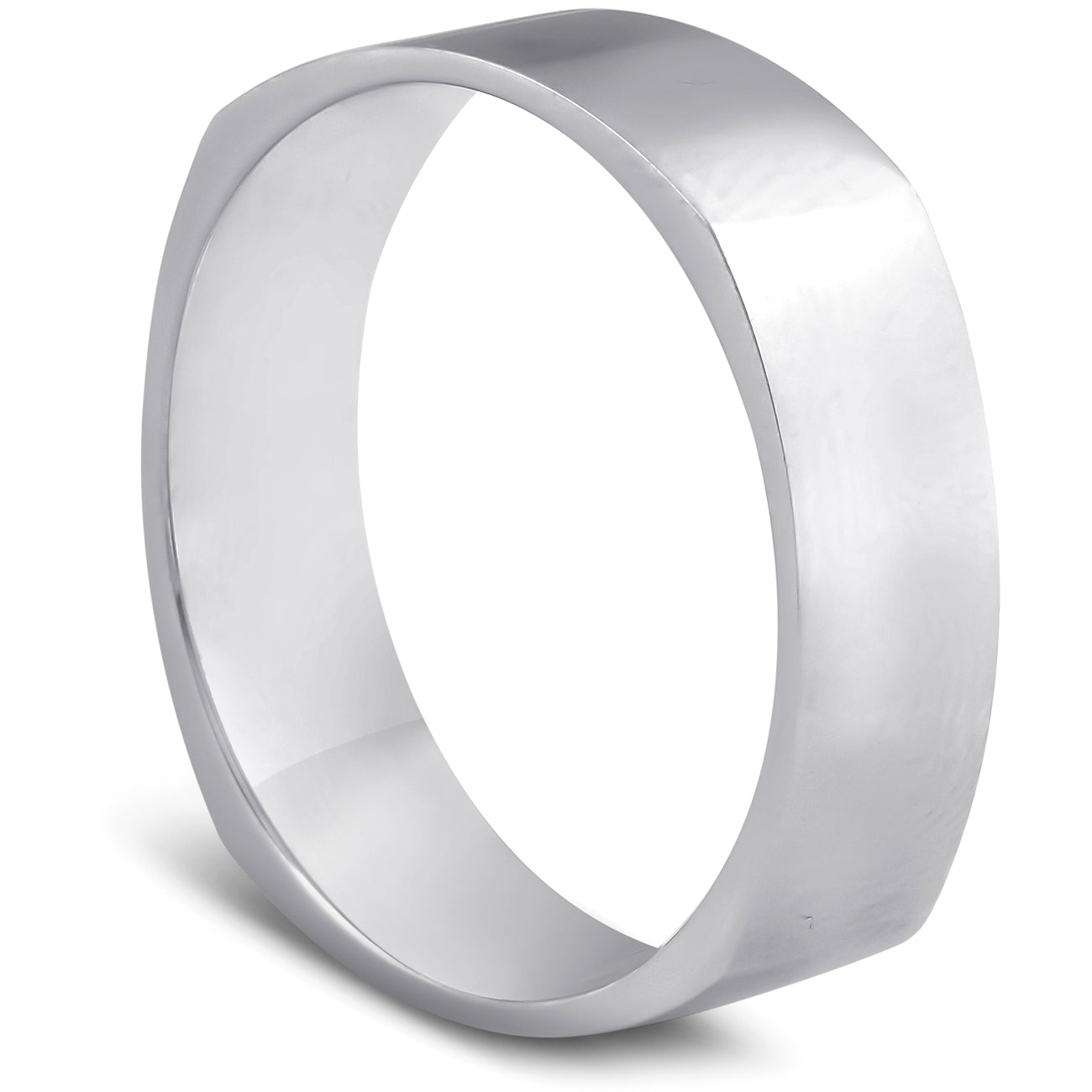 

Мужское обручальное кольцо из 10-каратного белого золота, квадратной формы, с высокой полировкой, 6 мм Pompeii2, 10K White Gold