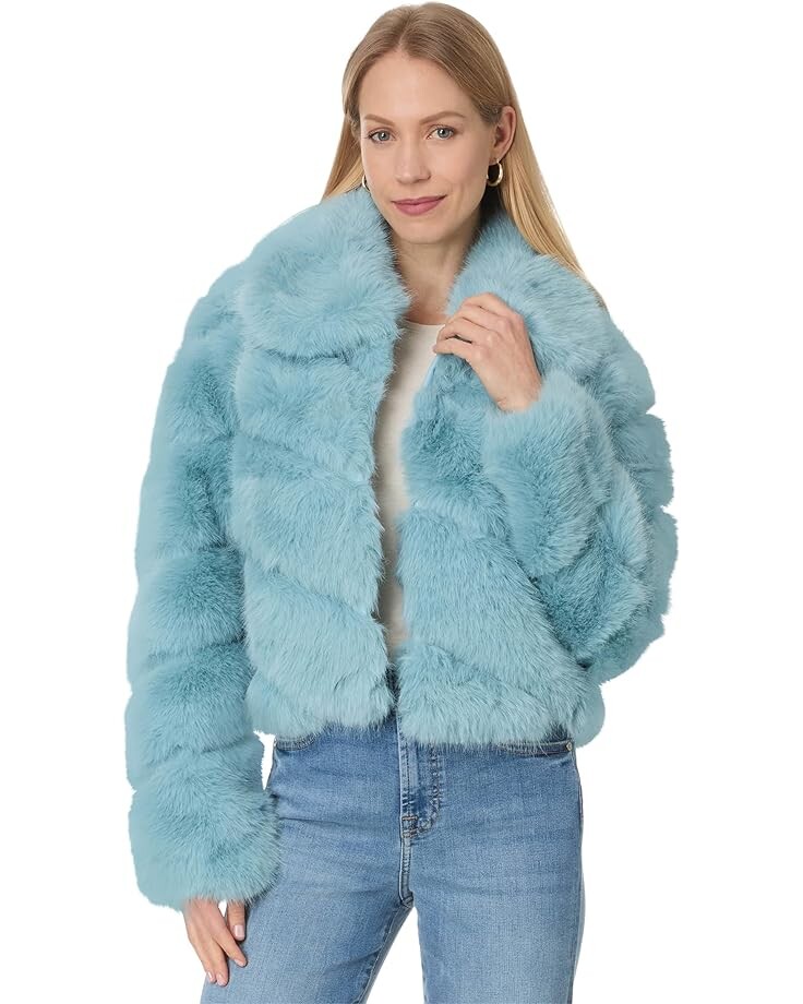 

Пальто Avec Les Filles Luxe Faux Fur Paneled Coat, цвет Seafoam