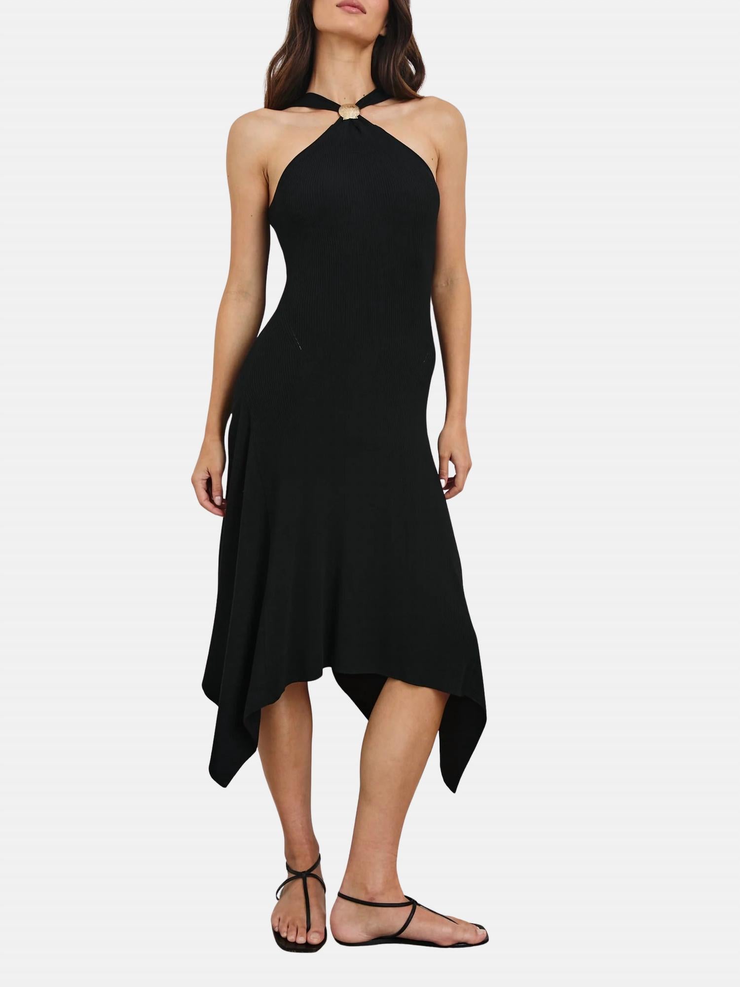 

Платье Constanze миди с рельефной вязкой в черном цвете Rails