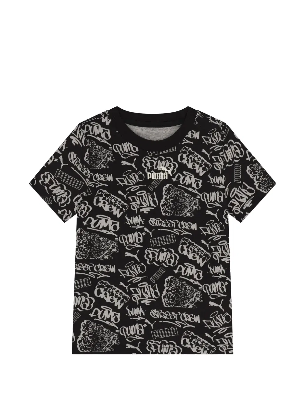 Футболка с круглым вырезом и графическим логотипом Puma Kids, черный