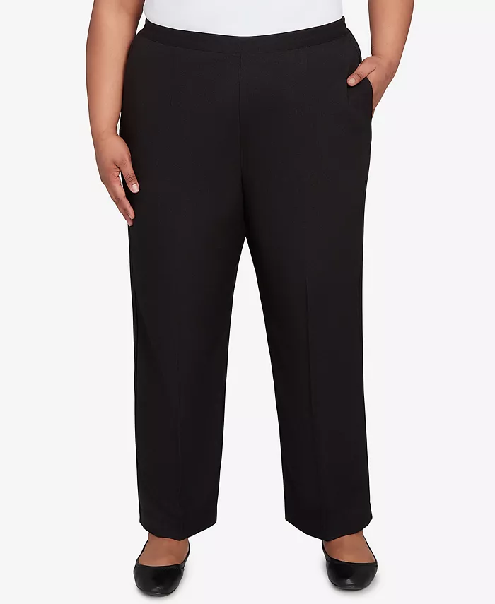 

Брюки средней длины Plus Size, как обычно, текстурированные, эластичные, на застежке Alfred Dunner, черный