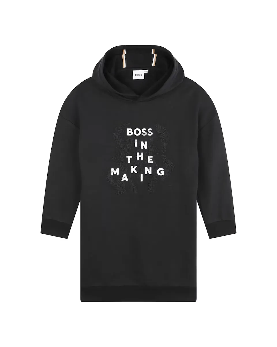 

Платье для девочек с длинными рукавами и капюшоном BOSS Kidswear, черный