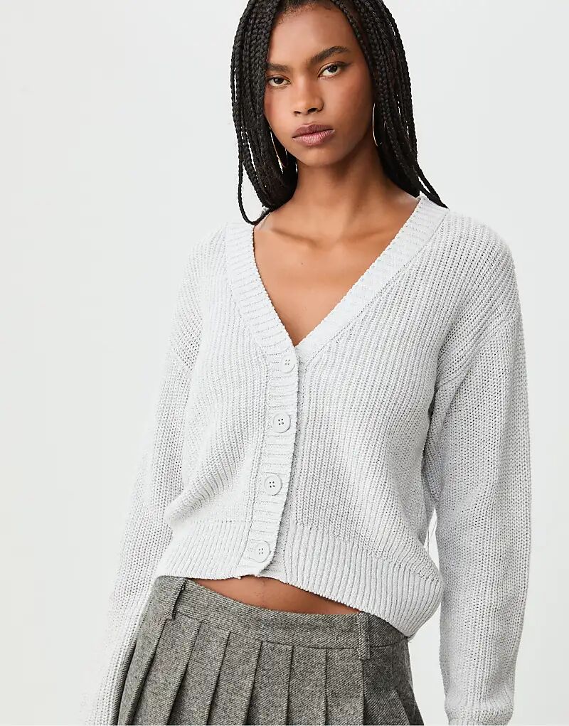 

Кардиган Stradivarius на пуговицах в сером меланжевом цвете