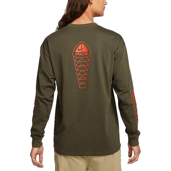 Футболка Nike ACG Long Sleeve Tee Lungs 'Khaki', зеленый — фото 3