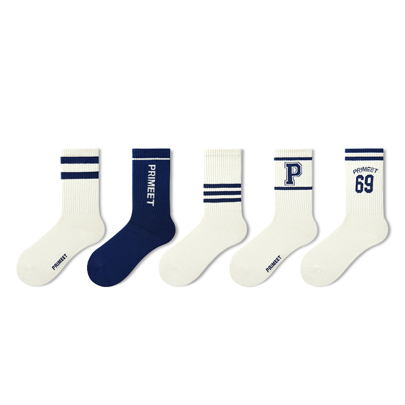 

Носки до середины голени, весна-лето, унисекс, 5 пар Primeet, Letter Crew Socks B Set
