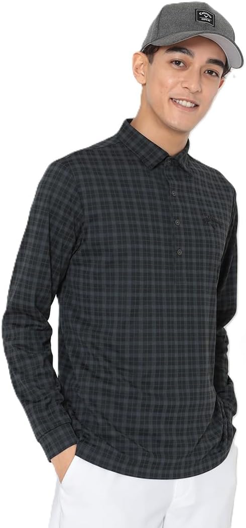 

Мужская рубашка-поло Callaway C25233108 с длинным рукавом, защита от УФ-излучения, клетчатый жаккардовый узор, ретро, стильная, для гольфа, черный