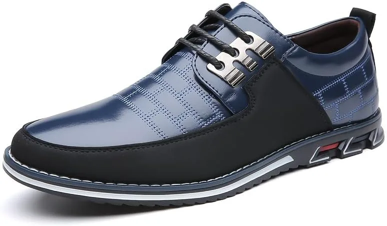 Men's lace-up Business Casual Shoes - Shock-Absorbing Insole, Anti-Slip Rubber Sole - Simple and Professional Style. Suitable for Offices, Events, and Travels - for Daily use and Weddings Clolinde, синий — фото 4